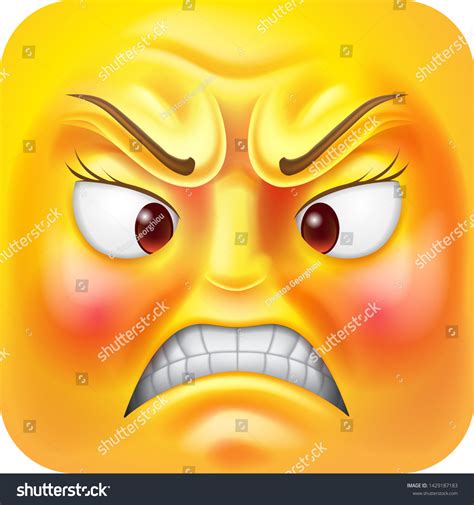 Angry Woman Emoji Emoticon Square Face Stock Vector (Royalty Free) 1429187183 | Shutterstock