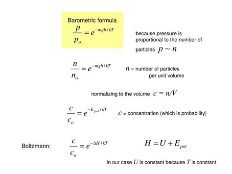 PPT - Lecture 5 Barometric formula and the Boltzmann equation ...