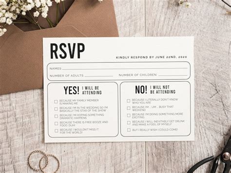 Funny Printable Wedding RSVP Card Editable Wedding RSVP - Etsy