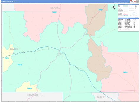 Kimble County, TX Wall Map Color Cast Style by MarketMAPS - MapSales