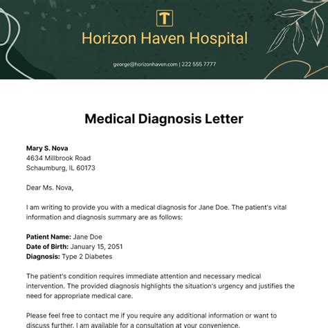 Free Medical Diagnosis Letter Template - Edit Online & Download | Template.net