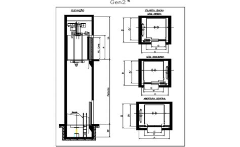 Elevator plan and section detail dwg file | Elevator design, Elevation ...