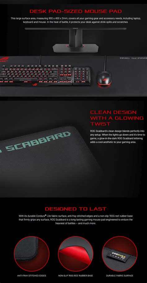 Buy ASUS ROG Scabbard Extra-Large Gaming Mouse Pad [ROG-SCABBARD] | PC ...