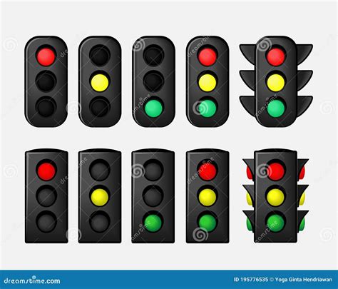 Set of Traffic Light. Stoplight Sign. Traffic Lights with All Three ...