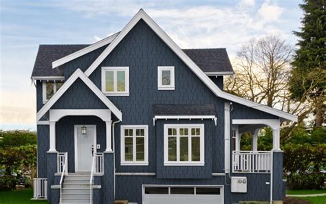 Home Color Options: Blue House Siding with White Trim - Allura CMS