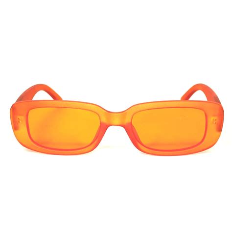 Orange Rounded Rectangle Sunglasses Vintage Retro Y2K Style - Etsy