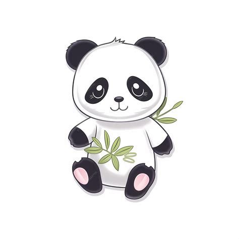 Premium Photo | Cute baby panda holding bamboo baby colours white ...