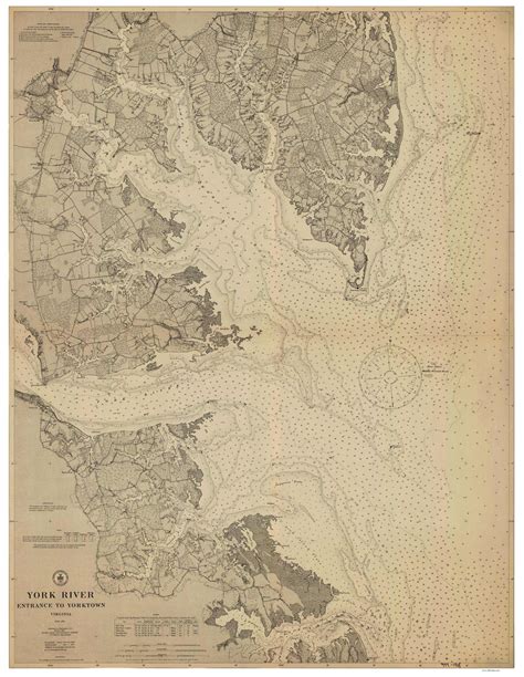 York River - Yorktown Entrance 1908 - Old Map Nautical Chart AC Harbors 494 - Virginia - OLD MAPS