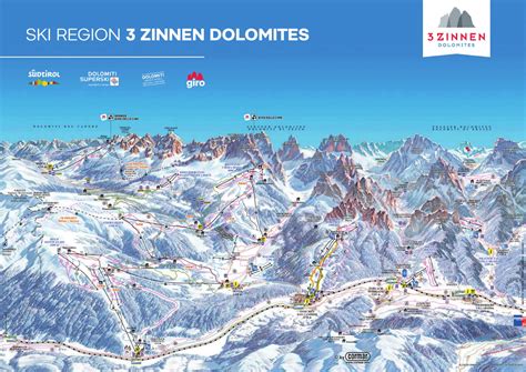 Three Peaks Dolomites Ski Trail Map Free Download