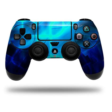 Skin for Sony PS4 Dualshock Controller PlayStation 4 Original Slim and Pro Cubic Shards Blue ...