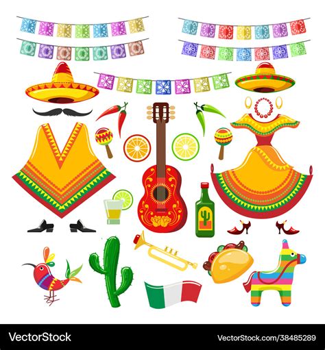 Mexican party decorations Royalty Free Vector Image