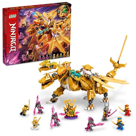 Buy LEGO NINJAGO Lloyd’s Golden Ultra Dragon Toy for Kids, 71774 Large 4 Headed Action Figure ...