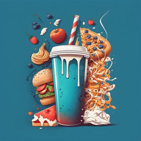 Junk Food Bad Habits Flat Illustration Stock Illustration ...