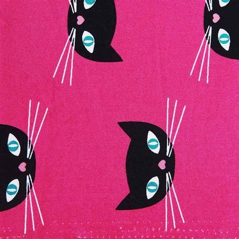 Pink Fabric Black Cat Print Designer Fabric Sewing Crafts - Etsy