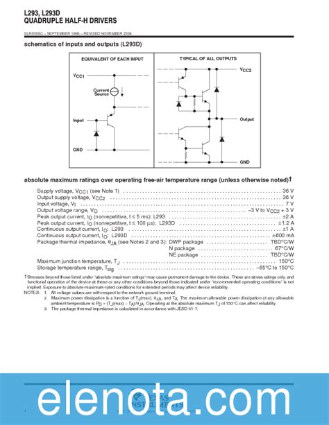 L293DNE Datasheet PDF (494 KB) Texas Instruments | Pobierz z Elenota.pl