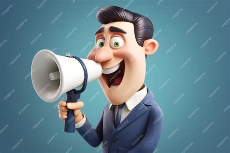 Premium Photo | Business man Cartoon character with a megaphone