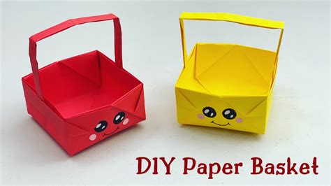 DIY MINI PAPER BASKET / Origami Basket DIY / Paper Craft / Easy kids craft ideas / Paper Craft ...