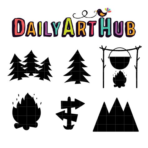 Camping Silhouette Clip Art Set – Daily Art Hub // Graphics, Alphabets & SVG