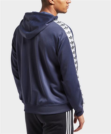 adidas Originals Fleece Overhead Tape Hoodie in Blue for Men - Lyst