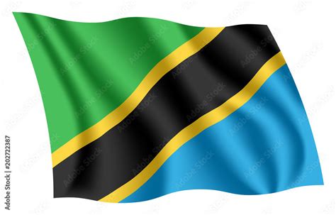 Tanzania flag. Isolated national flag of Tanzania. Waving flag of the ...