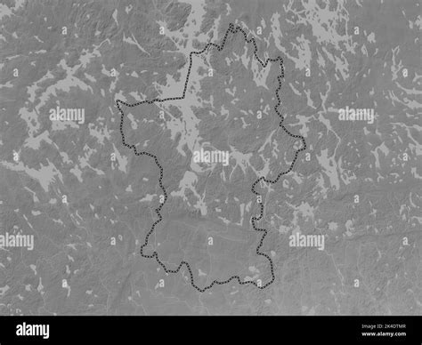 Paijanne Tavastia, region of Finland. Grayscale elevation map with lakes and rivers Stock Photo ...