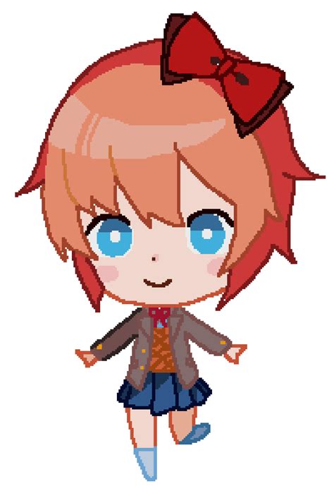 Pixilart - Sayori Chibi (Poem minigame) by Stormtium