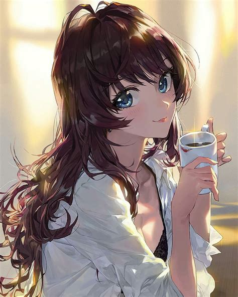 30++ Anime Girl Drinking Coffee Wallpaper - Sachi Wallpaper