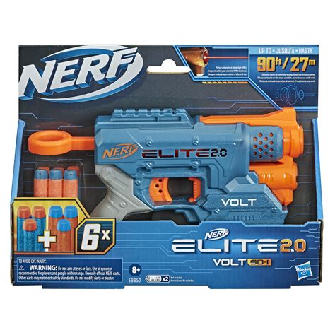 Nerf Elite 2.0 Volt SD-1 Blaster -- 6 Official Nerf Darts, Light Beam Targeting, 2-Dart Storage ...