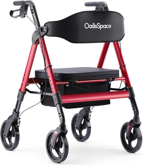 OasisSpace Heavy Duty Rollator Walker - Bariatric Rollator Walker with Large Seat for Seniors ...