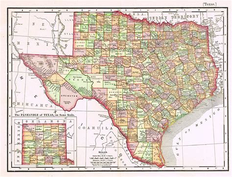 Rand-McNally's Atlas Map - "TEXAS" - Chromo Lithograph - 1895 ...