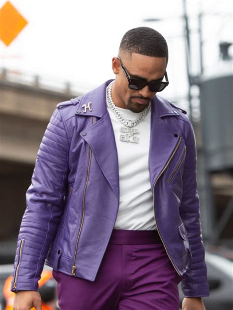 Jalen Hurts Purple Leather Jacket | NFL trendy Jacket