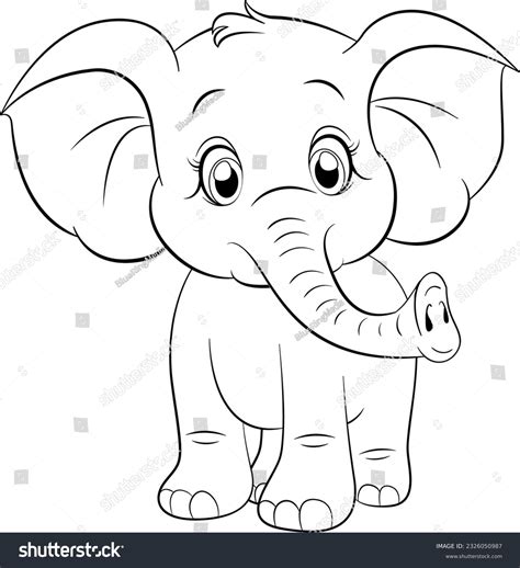 Coloring Page Outline Cute Elephant Illustration Stock Vector (Royalty Free) 2326050987 ...