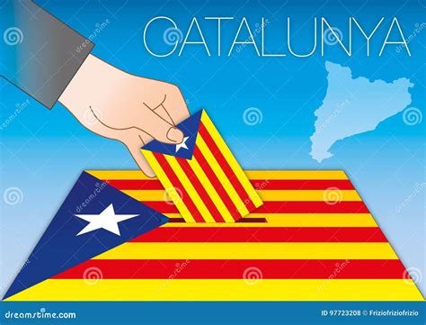 Catalonia Ballot Box, Flag And Map With Hand Vector Illustration | CartoonDealer.com #97723208