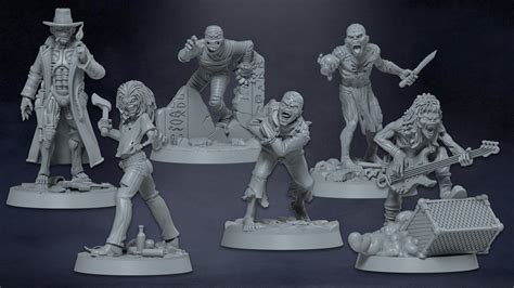 Zombicide board game reveals 15 minis of Iron Maiden mascot