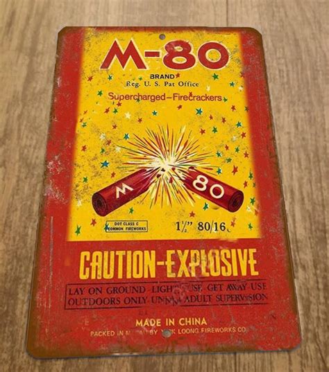 M-80 Caution Explosive Vintage Firecracker Ad 8x12 Metal Wall Sign | eBay