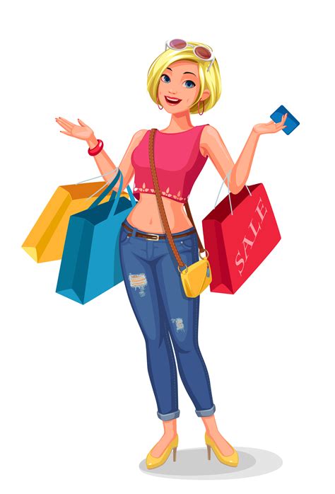 Young woman holding shopping bags 1265673 Vector Art at Vecteezy