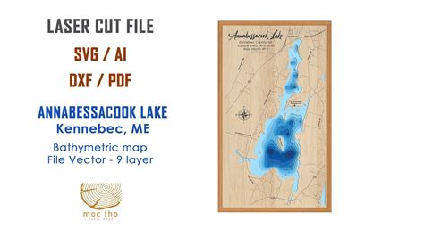 Digital file SVG - Annabessacook Lake in Winthrop ME wooden map 3d nautical - YouTube