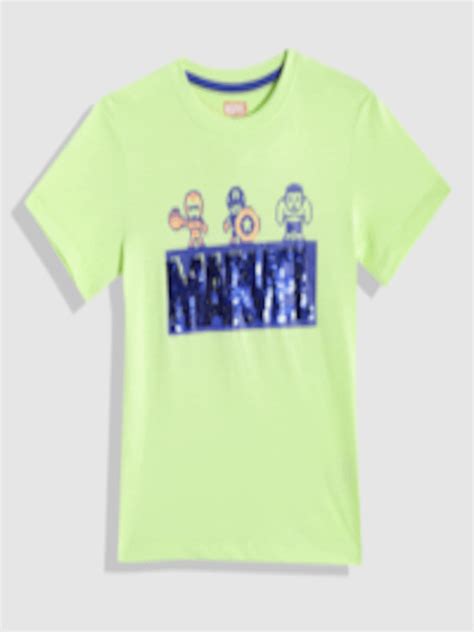 Buy YK Marvel Boys Sequined & Printed Pure Cotton T Shirt - Tshirts for Boys 17450468 | Myntra