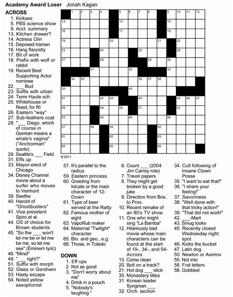 Medium Crosswords Printable