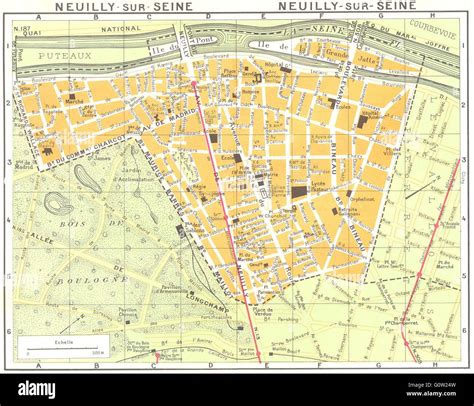 PARIS: Neuilly-sur-Seine, 1920 vintage map Stock Photo - Alamy