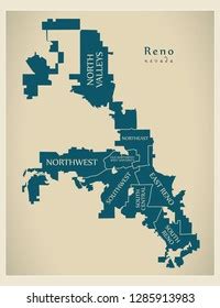 Reno Nevada City Map Usa Labelled Stock Vector (Royalty Free) 1285913977