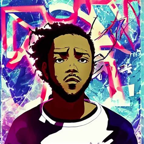 anime key visual of kendrick lamar, pixiv