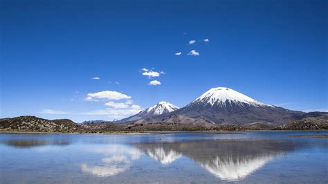 Mountain Landscape Reflection On Chile Lake With Blue Sky Background HD Nature Wallpapers | HD ...