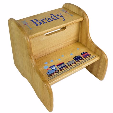 Personalized Wood Step Stool for Boy's Two Step Stools