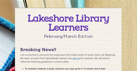 Lakeshore Library Learners | Smore Newsletters