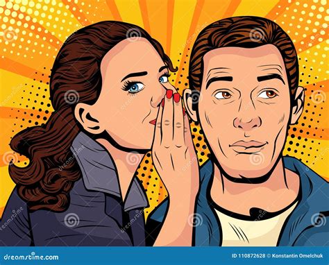 Woman Telling Secret To Man. Vector Illustration in Retro Comic Style. Stock Vector ...