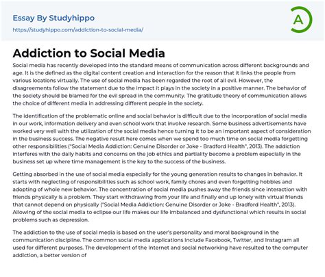 Addiction to Social Media Essay Example | StudyHippo.com