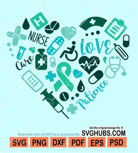 Nurse heart svg, nurse life svg, Medical Symbols Heart svg, Nurse Love Svg