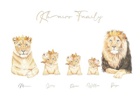 Lion Lioness and Cub Family Customised Name Print Mom Dad - Etsy Australia