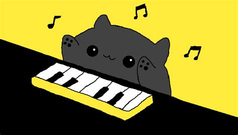 Pixilart - Cat playing piano by Kitten-Galaxy